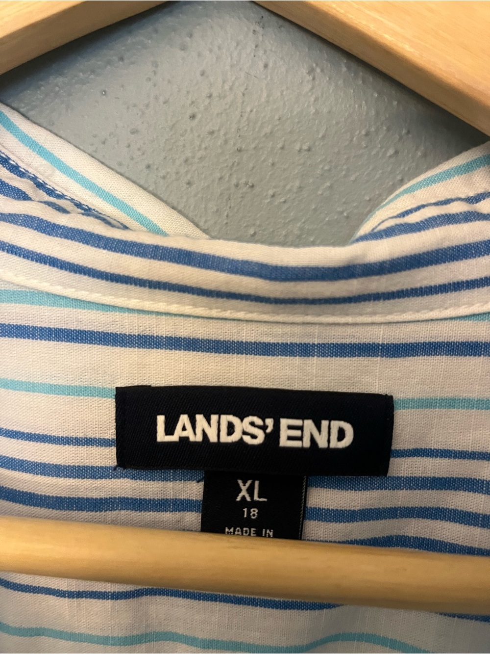 Lands' End Striped Button-Down Shirt - Picture 2 of 3
